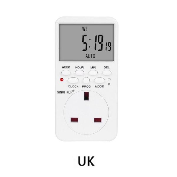 Temporizadores 2021 Temporizador digital electrónico Enchufe 230V AC LCD Pantalla Tiempo Relé Interruptor Control Programable UE / EE. UU. / Reino Unido / ISR / BR / IT Enchufe