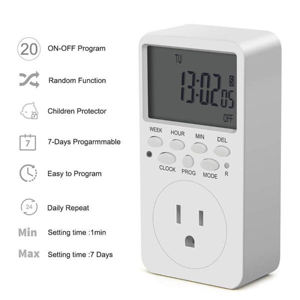 Minuteries 7 jours Programmable Timing Socket Switch Controller EU US UK Plug Electronic Digital Timer Time Relay Kitchen