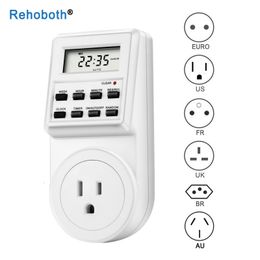 Minuteries AC 220V / 110V EU UK US FR BR Plug Digital Weekly Programmable Electrical Wall Plug-in Power Socket Timer Switch Outlet Time Clock 230422