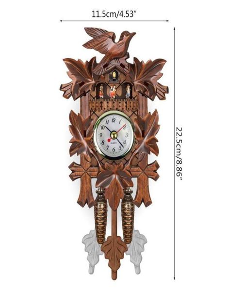Temporizadores Reloj de pared de cuco de madera antiguo pájaro tiempo campana oscilación reloj despertador decoración del hogar 5096784