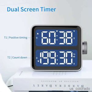 Timers Digital Kitchen Timer Dual Countdown Stop Watches Timer Magnetic Clock Adjustable Loud For Meeting Cooking Working R230731