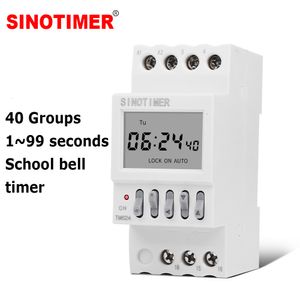 Timers Din Rail Digital 40 Groups School of Factory Automatic Bell Timer Controller 1 ~ 99 Seconds Interval Auto Ring Time Switch AC 220V 230422