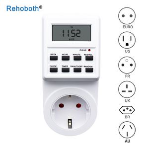 Temporizadores, enchufe de interruptor Digital electrónico, 24 horas cíclico, EU UK AU US BR FR, enchufe de cocina, temporizador programable 230422