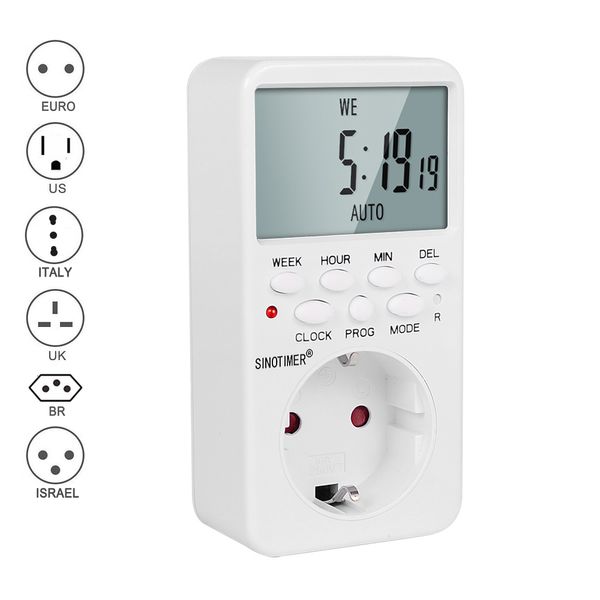 Minuteries EU UK BR Plug Outlet Electronic Digital Timer Socket with Timer 220V AC Socket Timer Plug Time Relay Switch Control Programmable 230804