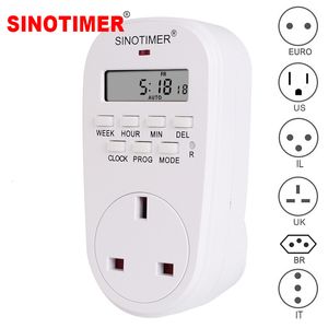 Minuteurs EU UK US BR Plug numérique hebdomadaire Programmable électrique prise de courant prise de courant minuterie interrupteur de sortie horloge 220V 110V AC 230422