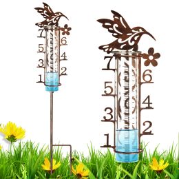 Minuteries Colibri Jauge de pluie extérieure Outil de mesure des précipitations avec piquet de jardin en métal Jauge d'échelle précise pour jardinier observateur météo