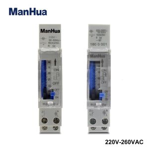 Minuteries ManHua Commutateur analogique mécanique 24 heures 110V/220-240VAC Programmable Rail DIN SUL180a 230422