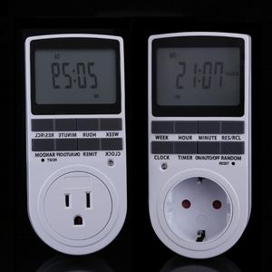 Timers US EU-plug draagbare plug-in digitale timer 24h 7 dagen week met LCD-display voor indoor apparaatlichten/tv/pc/fans/keuken