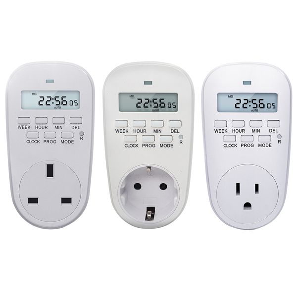 Minuteries US EU UK Plug Outlet Electric Digital Time Control 7 Day Weekly Timer Switch 230422
