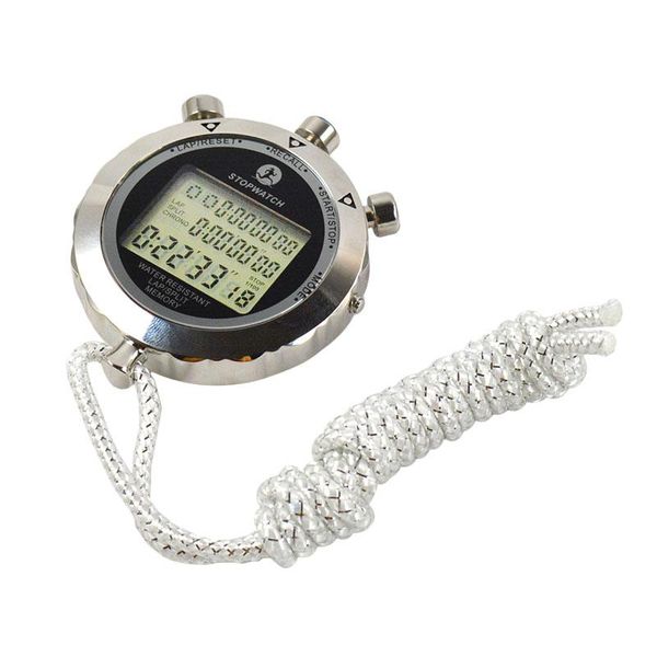 Chronomètre étanche chronomètre minuterie métal portable LCD chronographe horloge avec fonction d'alarme pour la natation en cours d'exécution Football