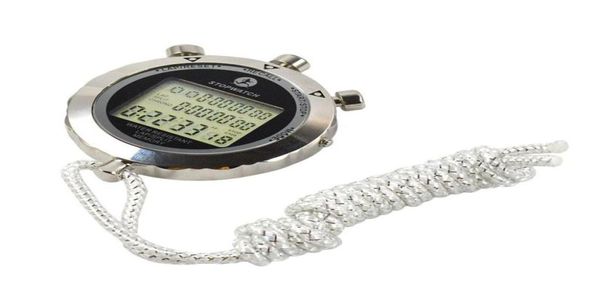 Chronomètre étanche chronomètre minuterie métal portable LCD chronographe horloge avec fonction d'alarme pour la natation en cours d'exécution Football6279593