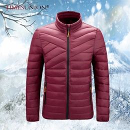 TijdenUnion Heren Winterjack Winddicht Warm Stand-Up Kraag Rits Pegded Plus Size M-6XL 211214