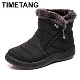 Damesschoenen van Timetang; winterlaarzen; laarzen voor moeders; Warme katoenen schoenen gemaakt van waterdichte stof met pluche 211105