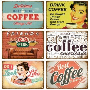 Cartel de chapa Café Cartel retro Cartel de pared vintage Cartel de metal Placa de pared decorativa Placa de cocina Accesorios de decoración vintage de metal 30X20cm W03