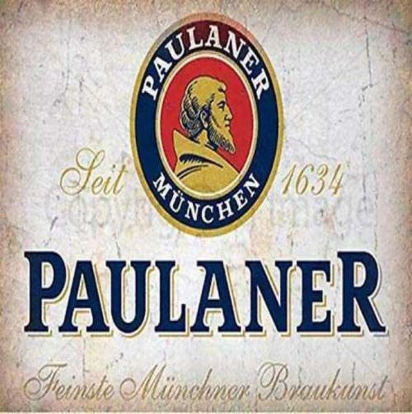 Signes en étain Vintage Paulaner bière Allemagne Vintage Pub BAR décoration murale signe en métal maison Bar Garage décoration signe 8x12 pouces 9653944