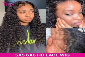 Tinashe Deep Wave HD Wig Transparent en dentelle 200 densité 5x5 6x6 Clôture brésilienne 28 30 pouces Curly Human Hair57789463453368
