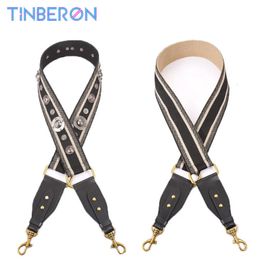 TINBERON-Bolso de hombro de lona con correa, remache Vintage, bandolera, ancho, accesorios de pieza de cuero, se aplican a la silla de montar, 240108