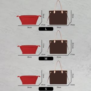 Tinberon Fits for Tote Bag Lineur Sac de rangement de grande capacité Organisateur Insérer un sac de maquillage intérieur en tissu en feuille de café rouge Sac de cosmétique