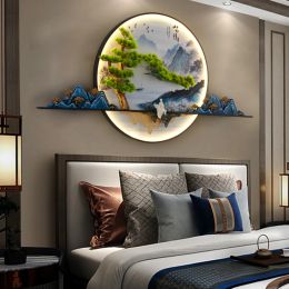 Luz de la pared de la imagen moderna de estaño lámpara de matorral de la pared del paisaje creativo chino para la sala de estar de la sala de estar decoración del dormitorio