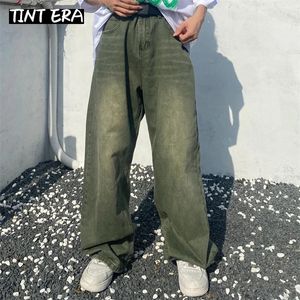 Tint Era Green Jean Baggy Discours Vintage Denim Pantalons Male Pantalon Ligne large Streetwear Retro Oversize Casual Hip Hop 240420