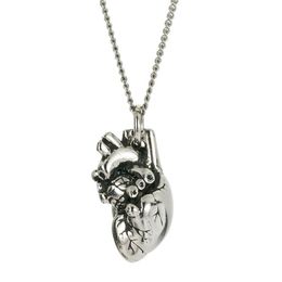 Piccola collana a forma di cuore anatomico 3D in acciaio inossidabile argento lucido maxi collane a catena lunga gioielli per donna NL25846300D