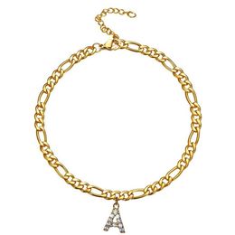 Minuscule lettre initiale A-Z bracelets de cheville pour femmes en acier inoxydable couleur or Alphabet lien cubain Bracelet de cheville Boho bijoux cadeau Bijou1902