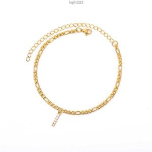 Minuscule A-z lettre initiale bracelets de cheville pour femmes en acier inoxydable couleur or Alphabet cubain lien cheville Bracelet Boho bijoux cadeau Bijou58ykne9r