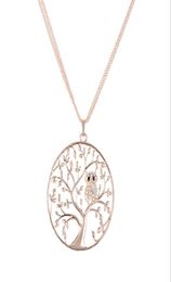 Tiny Crystal Animal Owl Pendante Collier Chain multicouche Arbre de vie Colliers Bijoux Silverrose Gold For Women Gift Femme CO8574197