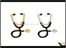 Petites broches de broche de stéthoscope en métal pour médecins infirmière étudiant veste manteau chemise col épinglette bouton Badge bijoux médicaux It0P2032523