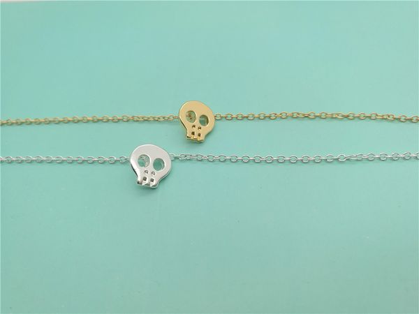 Pulsera pequeña con dije de calavera de azúcar para mujer, pulseras con cabeza de calavera y Animal Simple, esqueleto bonito, joyería de regalo