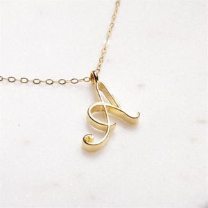 Collier de lettres de l'alphabet initial minuscule tourbillon, tous les 26 lettres d'or anglais A-T cursives de luxe monogramme nom lettres colliers de chaîne de mots pour 293l