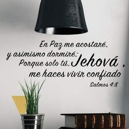 Tioua cita en español pegatina de pared calcomanía Biblia 4:8 en paz me acostanre y podría dormire pegatina de pared para sala de estar