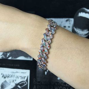 Tip9 ketting 14 mm Zwart grijze armband Hip Hop Men Women Cubaanse ketting bling Iced Out Uit Rhinestones verharde Miami ketting sieraden D240419