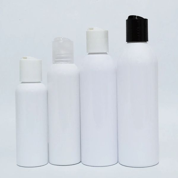 Conseils 100 ml 150 ml 200 ml 250 ml bouteille de cosmétiques en plastique blanc vide avec couvercle à disque conteneurs de shampoing gel douche emballage cosmétique