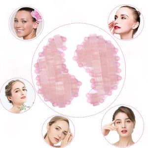 Tips 2 Paren Natuurlijke Gouache Face Care Massager Pink Crystal Jade Eye Patch Face Mask Gua Sha Spa Facial Scraper Lighten Darkcircles