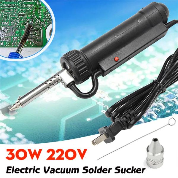 Puntas de 30w 220v, ventosa eléctrica portátil para soldar al vacío, bomba de succión para desoldar, pistola de hierro, herramienta de reparación de soldadura de estaño, enchufe europeo