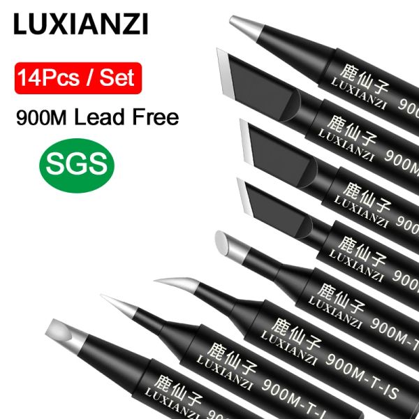 Puntas LUXIANZI, juego de puntas de soldadura sin plomo para Estación de Reparación 936, cabezal de soldadura de cobre, puntas de soldador eléctrico de 900M, 14 Uds.