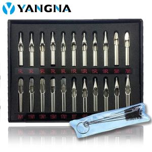 Tips Tattoo RVS Tip Kits 22/11pcs Mix Ronde/Platte/Diamant Tips RT FT DT Tattoo Tips Set voor Tattoo Machine Gun Naalden