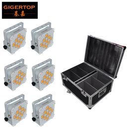 TIPTOP 9x18W 6in1 RGBWA UV Batería Inalámbrica LED Par Luz Blanco Negro Hierro Carcasa Carga opcional Roadcase Packing2440