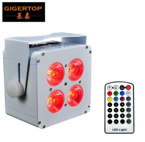 TIPTOP Nuevo 4 x 18W Mini Batería Inalámbrica Par Light Carcasa de hierro con soporte RGBWAP 6IN1 Pantalla LCD en color BlancoNegro Caja Opción4108111