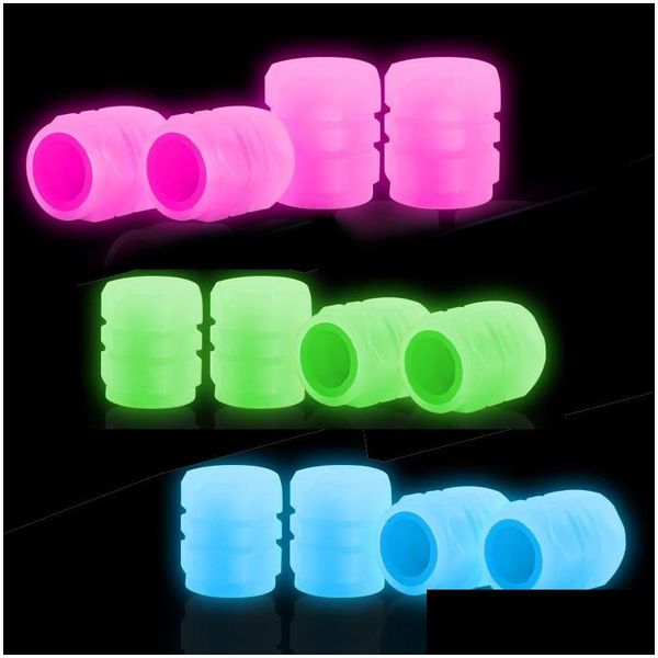 Cubiertas de neumáticos luminosos vae cap ers motocicleta para la motocicleta del cubo de la rueda de bicicleta brillo en la oscuridad 4 pcs got o got otoñir motocicleta dhidr