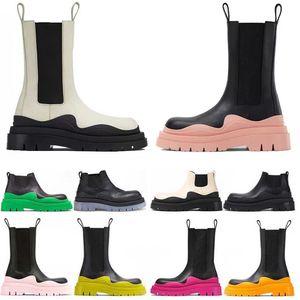 Botas de diseñador de mujeres de neumáticos Chelsea sobre la rodilla Men Mujer Motociclo Tobillo Medio plataforma anti-deslizamiento Invierno Mantenga los zapatos de nieve cálida Tamaño 35-44