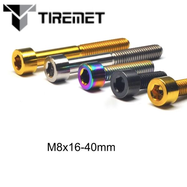 Tiremet M8X16 20 25 30 35 40 mm Allen Hex Head Titanium Bolts Vis Fix Cap Cap Mountain Road BMX Vélo