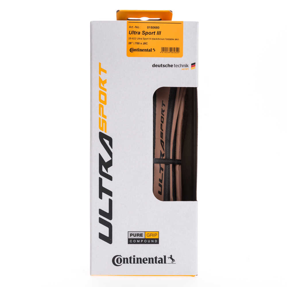 Pneus CONTINENTAL Ultra Sport 3 Pneu d'origine 700x28c Pneu de vélo pliant PureGrip composé noir/marron pliable peau Pneu de vélo de route 0213