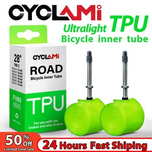 Tires CYCLami Ultralight Bike Inner Tube 700 x 18 25 28 32 Road MTB Bicycle TPU Material Tire Kit 60mm Length French Valve Super Light 0213