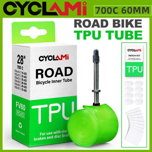 Pneus CYCLAMI Tube ultraléger vélo de route vtt vélo matériau TPU pneu intérieur 60mm longueur Valve française 700C 18 25 28 32 0213