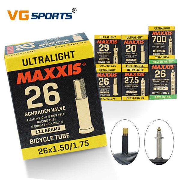 Pneus ultralégers MAXXIS chambre à air de vélo toutes les tailles 20 26 27.5 29 700C AV FV 1.0-2.5 Tubes de vélo de route vtt anti-coup de couteau caméra pneu 0213