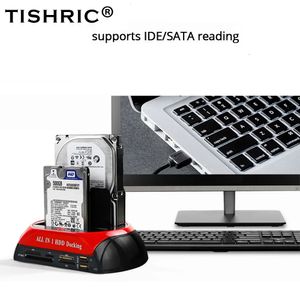TISHRIC SSD HDD Station d'accueil USB à 2.5 3.5 pouces SATA IDE double emplacements boîtier de disque dur externe boîtier de lecteur 240322