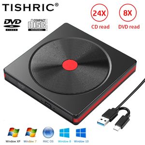 Tesric Portable External Optical DVD Drive DVD CD -speler USB 3.0 CD -lezer DVD RW CD -schrijver voor laptop desktop PC 231221