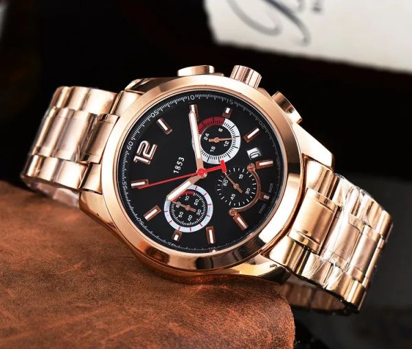 TISS Six aiguilles tous cadran travail sapphire calendrier chronograph date marque original business mascin's watch rond case quartz watch wristwatch horloge mens montres 1853 t02